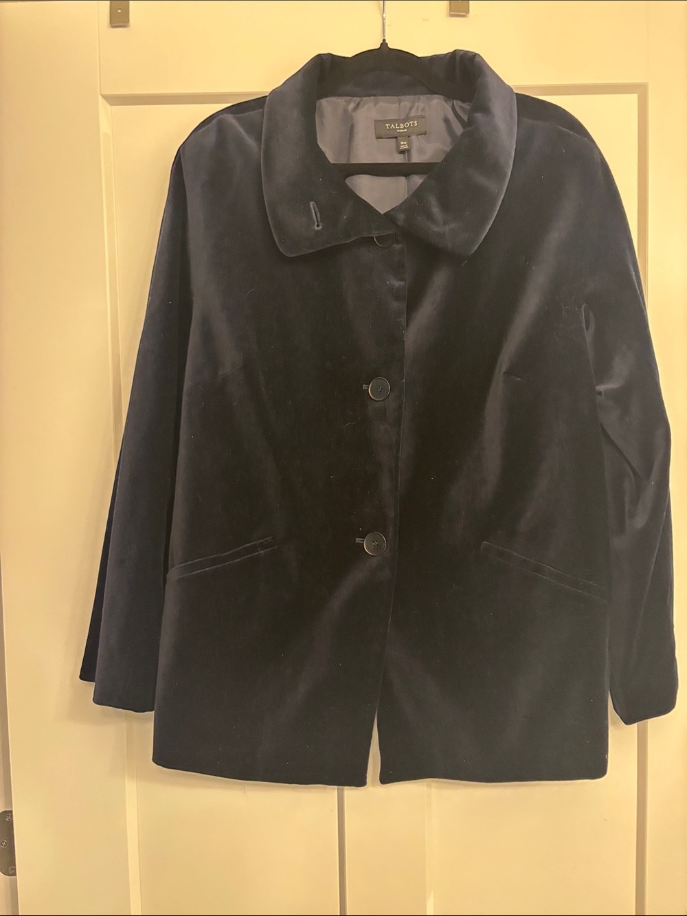 Talbots Velvet Pea Coat in Deep Navy